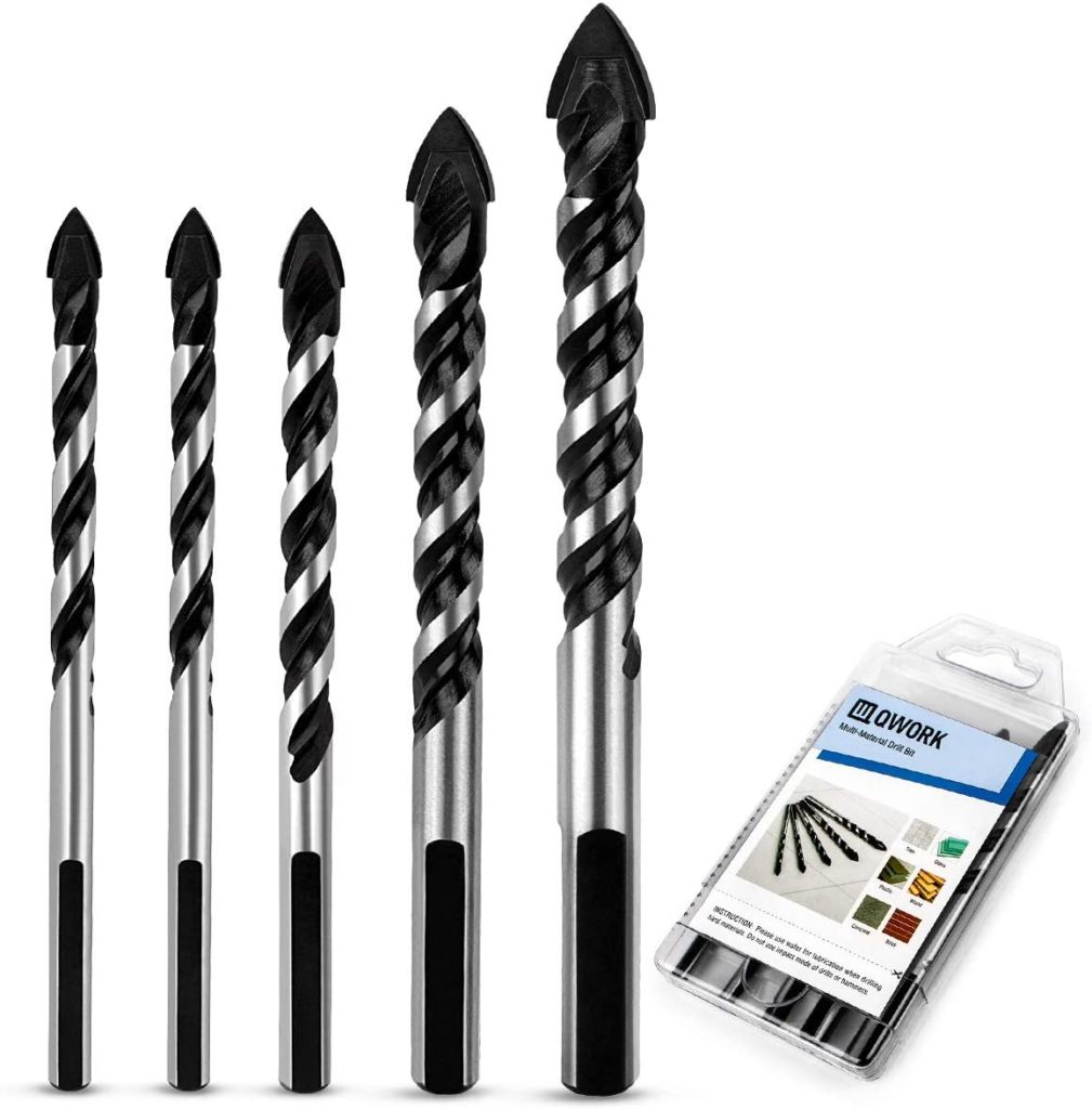 QWORK 5 Pcs Set Multi-Material Drill Bit