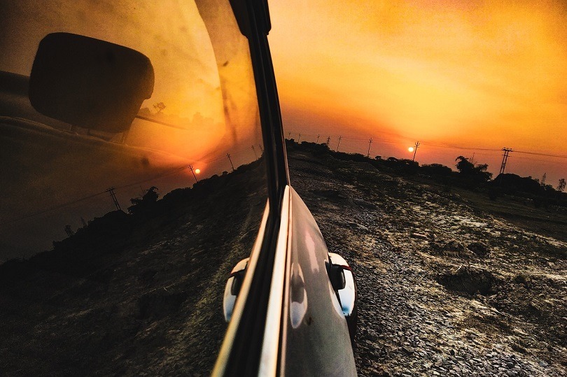 Reflection of a car window