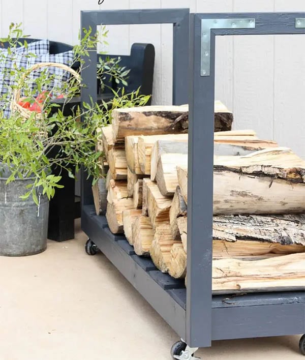Rolling Firewood Cart From The Wood Grain Cottage