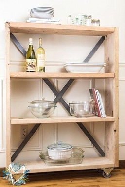 Rolling Industrial Farmhouse Pantry Shelves from The Weathered Fox