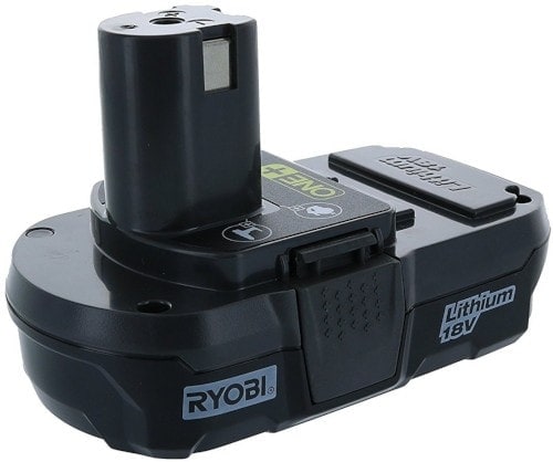 Ryobi P102 18 Volt Battery side view