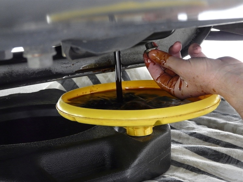 Draining used motor oil