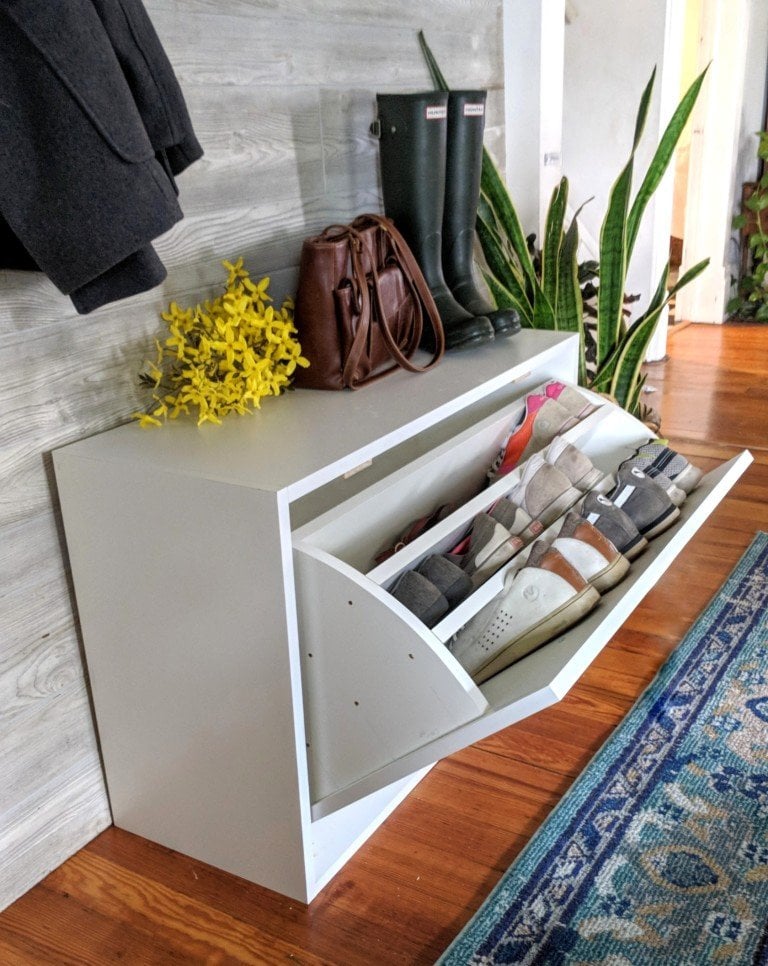 Scrap Wood Shoe Cabinet by Reality Daydream
