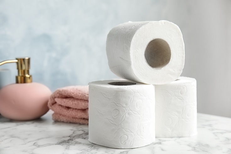 Toilet paper on sink