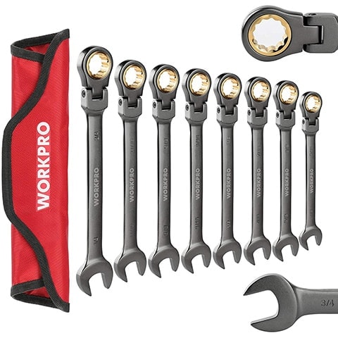 WORKPRO W003320A Flex-Head Ratcheting Combination Wrench Set