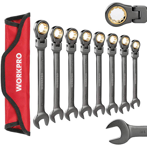 WORKPRO W003320A Flex-Head Ratcheting Combination Wrench Set