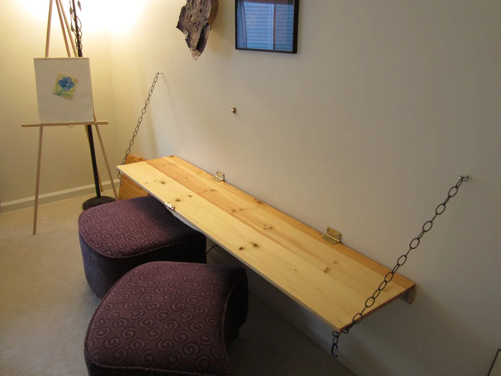 Wall-mounted chalkboard desk