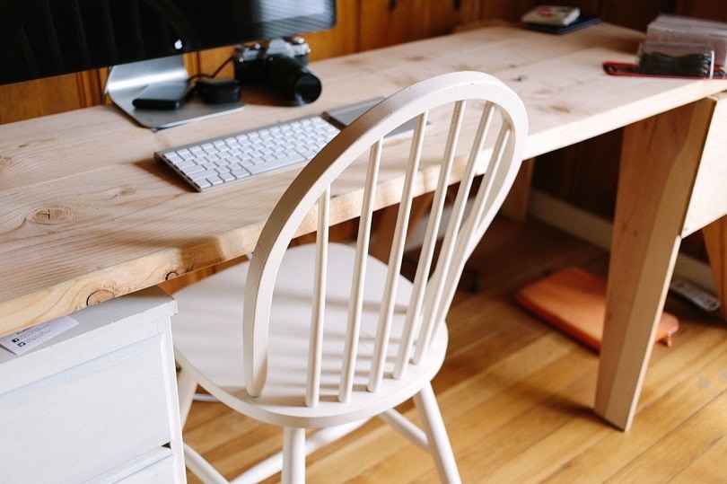 Wooden desk and chair