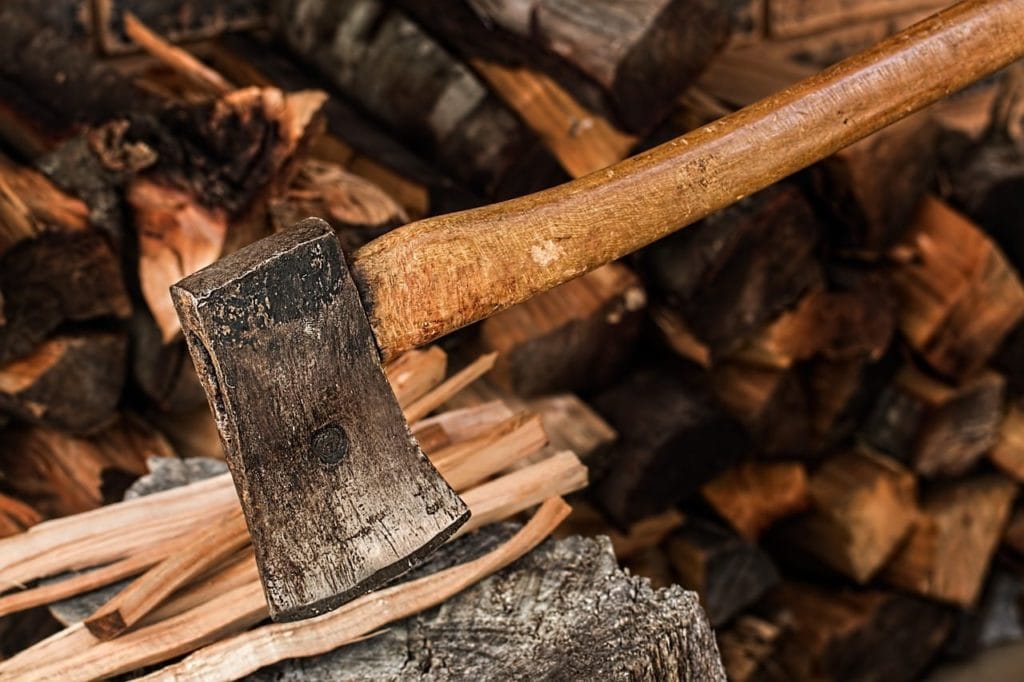 axe chopped fire wood