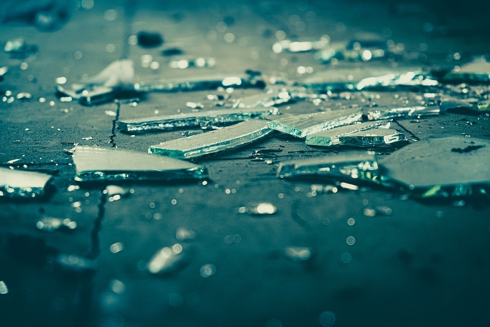 broken glass on the floor