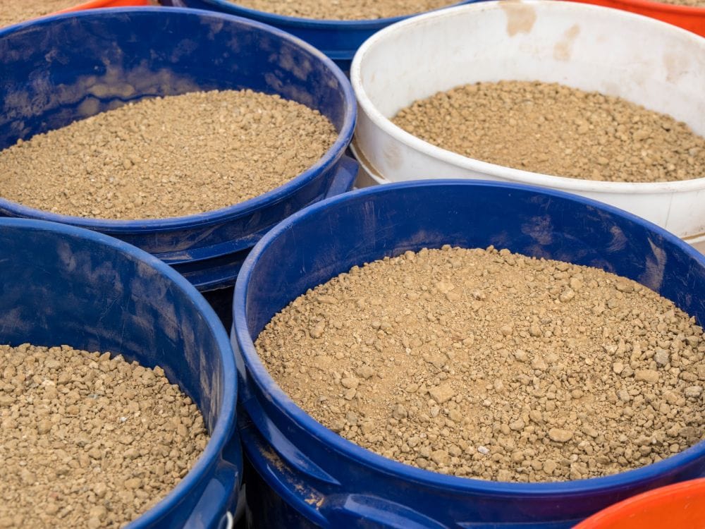 buckets of decomposed granite