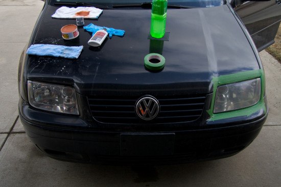 car with painters tape