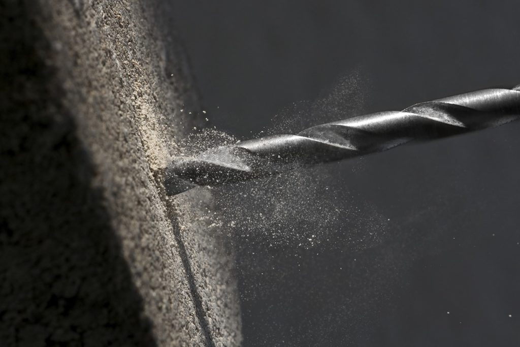 close up drilling concrete