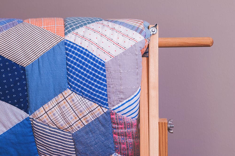 close up quilt rack