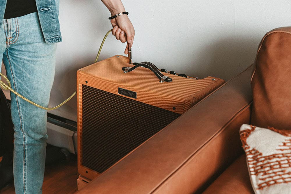 close up shot of amp
