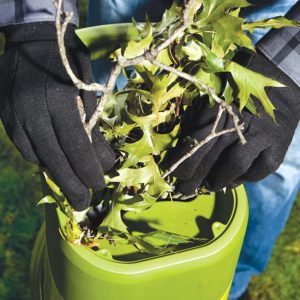 closeup using Sun Joe CJ602E Electric Wood Chipper Shredder