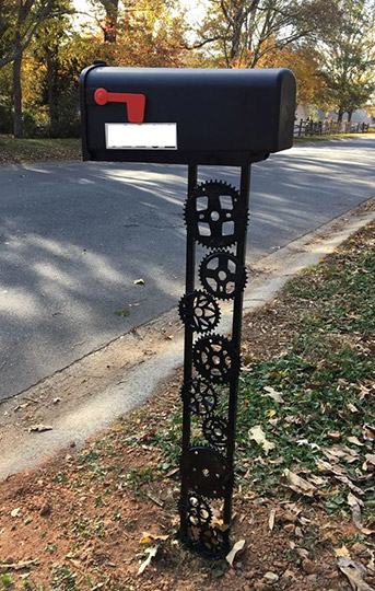 diy bicycle sprocket mailbox post