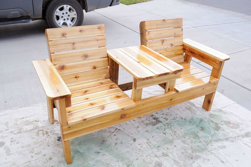 diy double chair bench with table