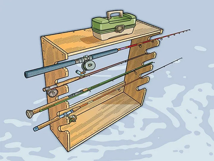 diy fishing rod rack