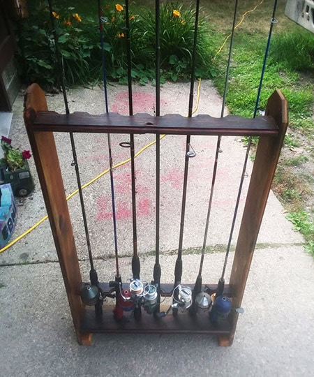 diy fishing rod rack