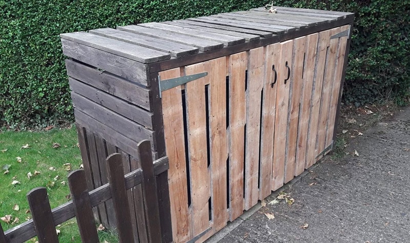 diy pallet garbage storage shed