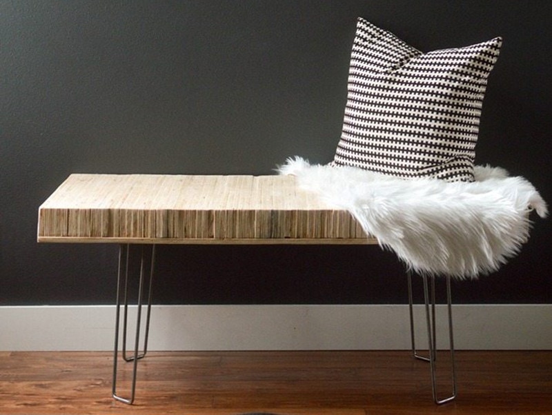 diy stacked plywood bench