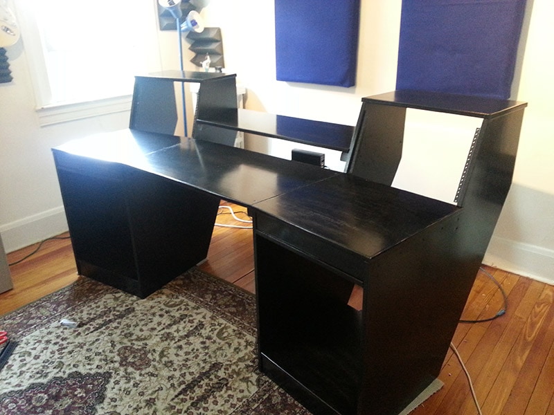 diy studio desk with sizable racks