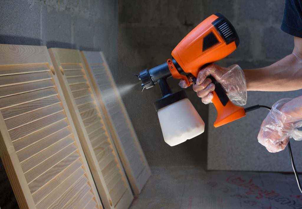 hand paint spraying wood panels