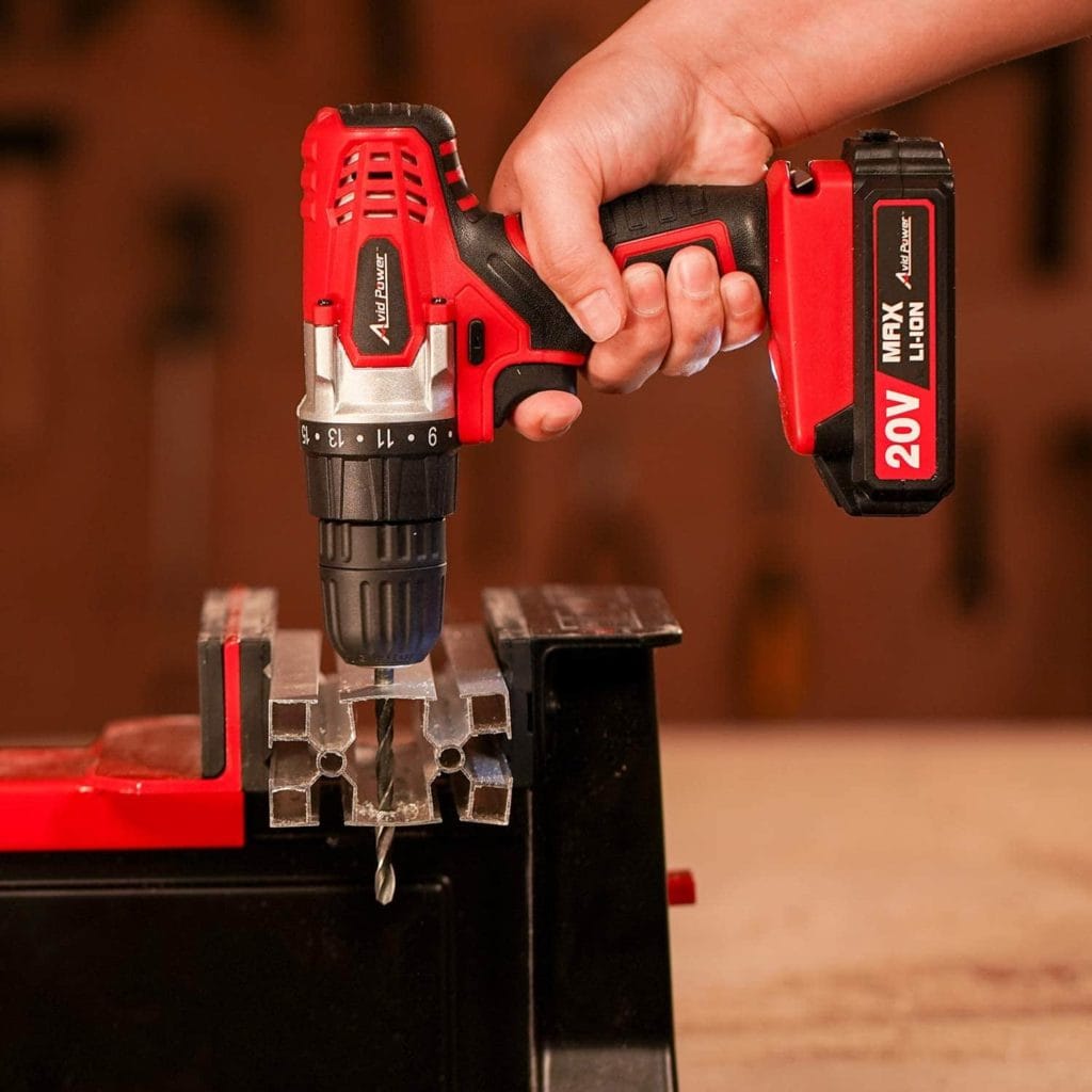 hand using Avid Power MAX Cordless Drill