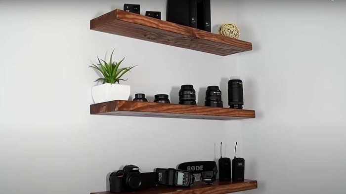 5. Easy DIY Floating Shelves, No Bracket by DIY Creators