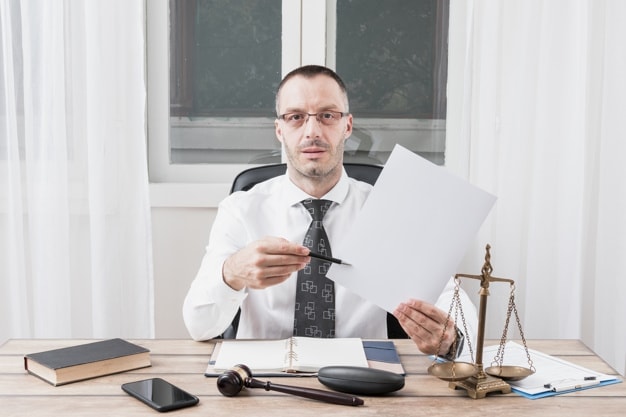 lawyer with legal documents