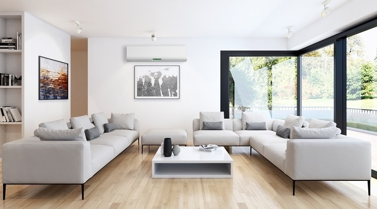 living room with air conditioning