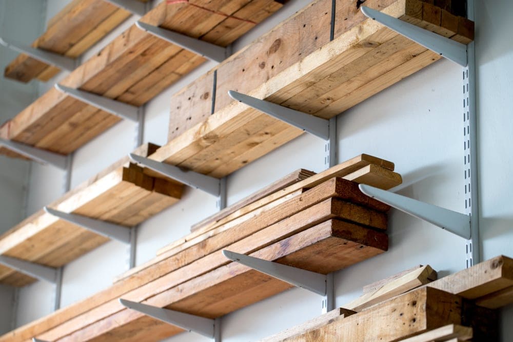 lumber on shelves