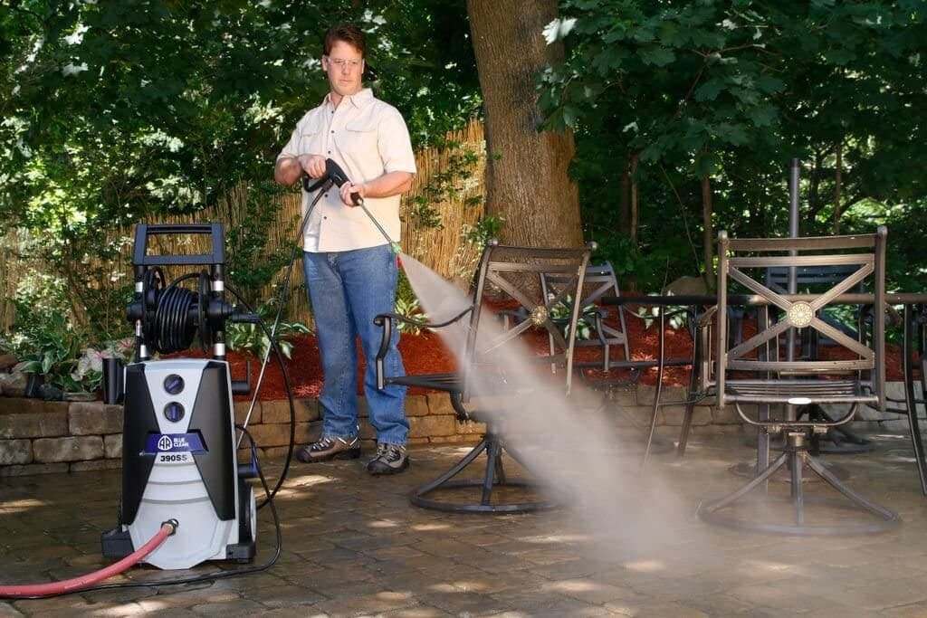 man using AR ANNOVA REVERBERI Electric Pressure Washer
