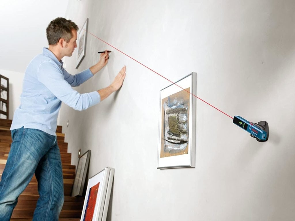 man using Bosch GLL 1P Combination Point and Line Laser Level