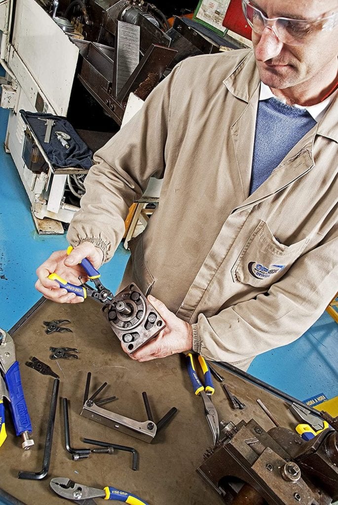 man using IRWIN VISE-GRIP Convertible Snap Pliers