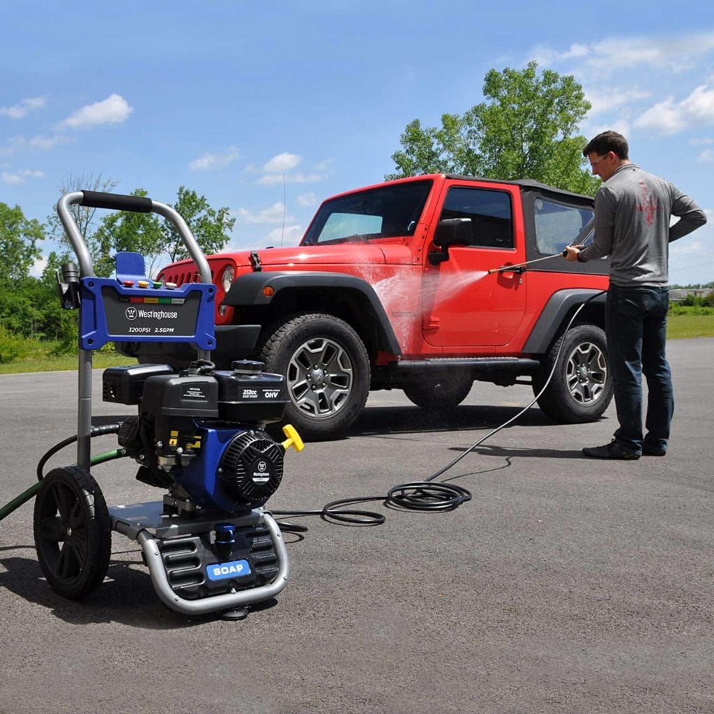 man using Westinghouse WPX3200 Pressure Washer