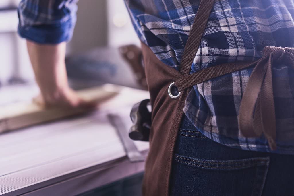 man wearing Texas Canvas Wares Woodworking Apron