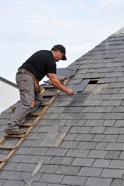 man wearing roofing shoes