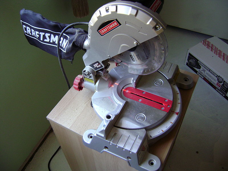 miter saw with dust bag