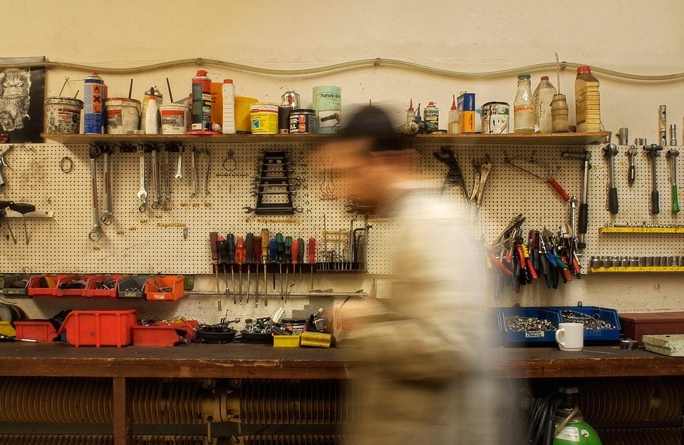 pegboards on the wall
