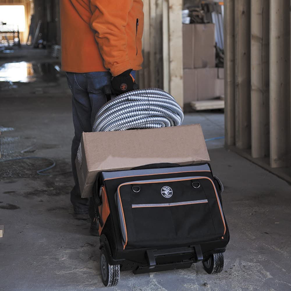 person using Klein Tools 55452RTB Tool Bag