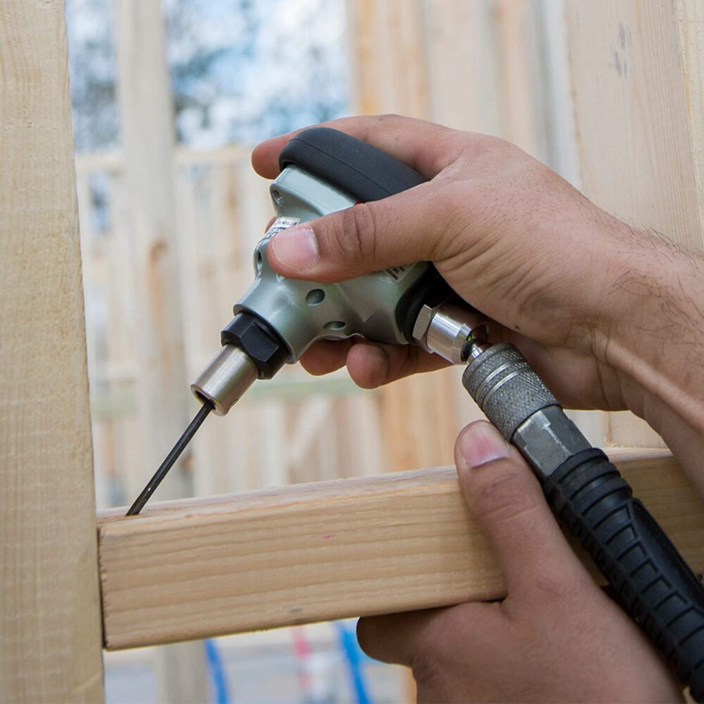 person using Metabo NH90AB HPT Palm Nailer