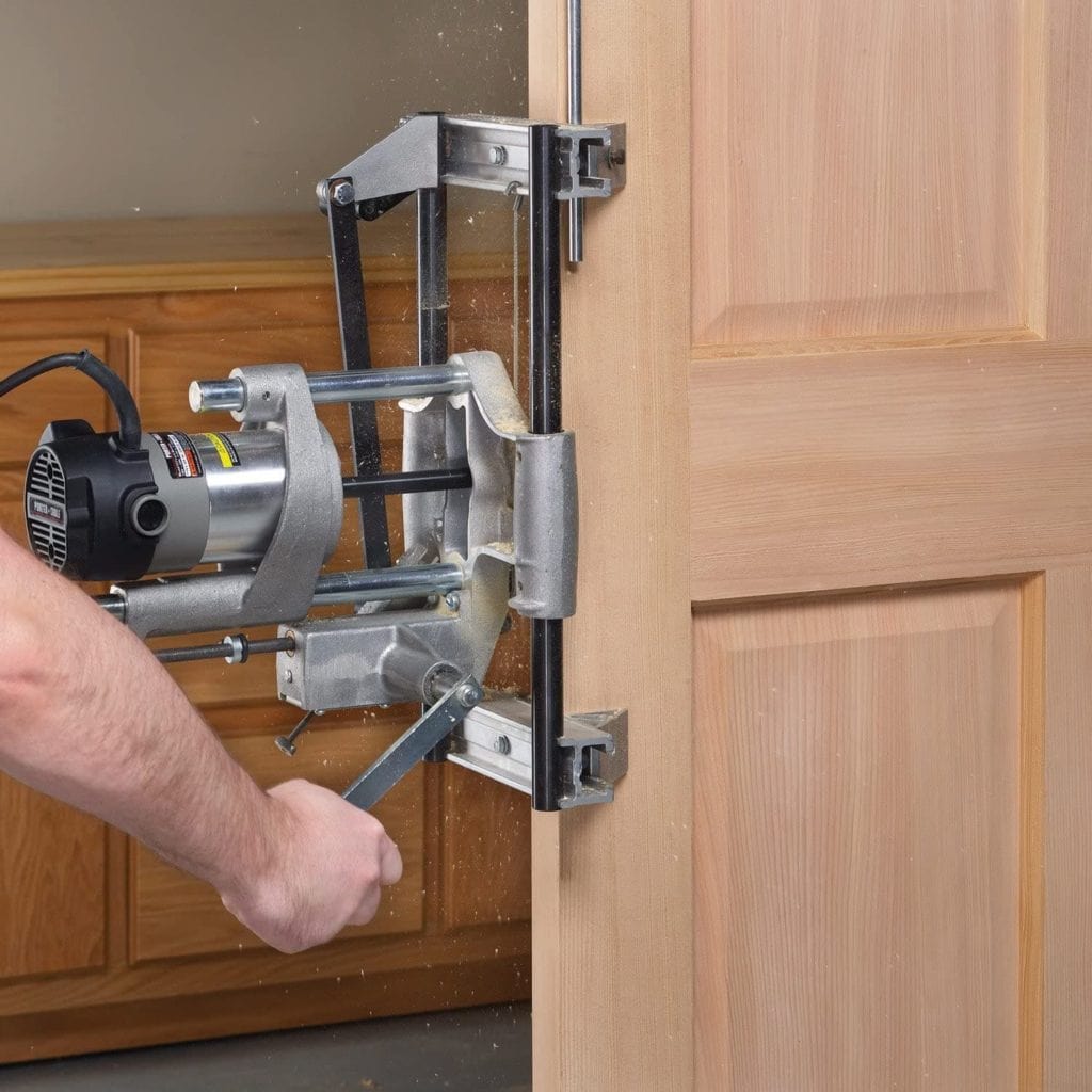 person using PORTER-CABLE 513 Lock Mortiser