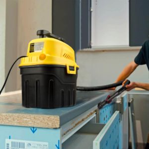 person using Stanley Wet Dry Vacuum