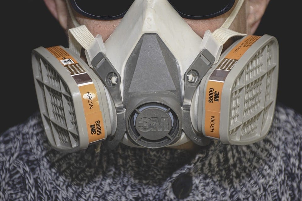 person wearing respirator