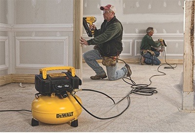 a portable air compressor in action
