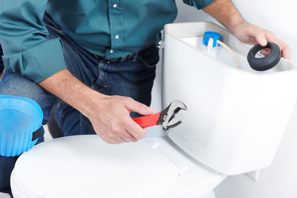 repairing leaky toilet plumber