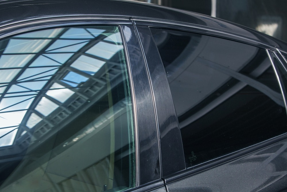 metallic tinted car window