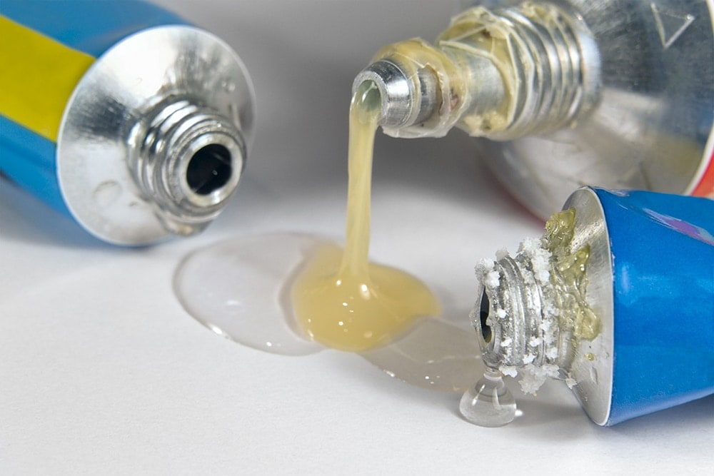 spilled glue tubes